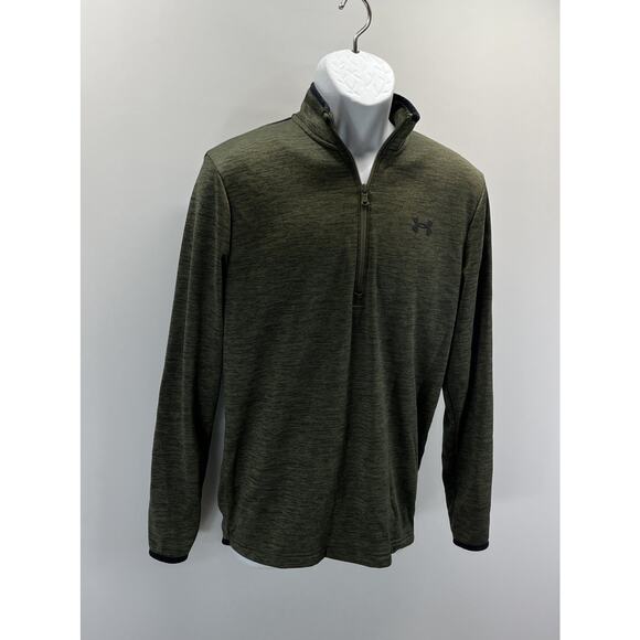 Under Armour CG Fleece Men's Small 1/2 Zip Green Long Sleeve Activewear Top - Picture 2 of 7